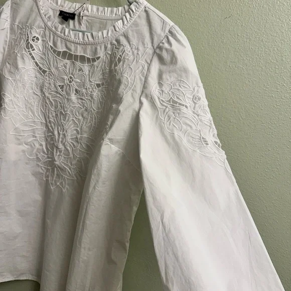 Talbots Eyelet Embroidery 3/4 Sleeve Top Size Medium White NWT! - Picture 4 of 11
